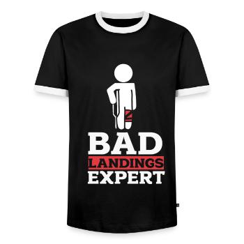 A leg joke humor gift - Men's Ringer Shirt - black/white - Front - AI Model Female 172 light (172cm) & AI Model Male 178 light (178cm)