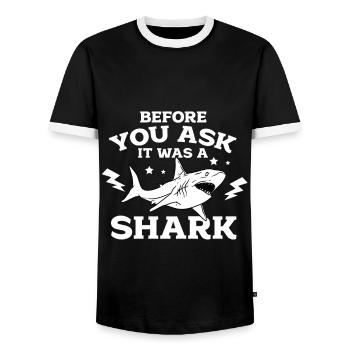 A leg joke humor gift - Men's Ringer Shirt - black/white - Front - AI Model Female 172 light (172cm) & AI Model Male 178 light (178cm)