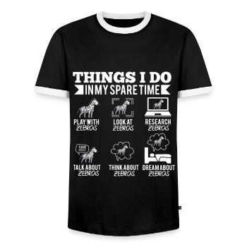 Zebra - Men's Ringer Shirt - black/white - Front - AI Model Female 172 light (172cm) & AI Model Male 178 light (178cm)