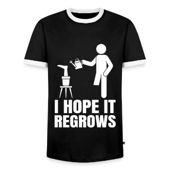 Cadeau de prothèse de jambe amputée - T-shirt contrasté Homme - noir/blanc - Devant - AI Model Female 172 light (172cm) & AI Model Male 178 light (178cm)