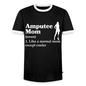 Cadeau de prothèse de jambe amputée - T-shirt contrasté Homme - noir/blanc - Devant - AI Model Female 172 light (172cm) & AI Model Male 178 light (178cm)