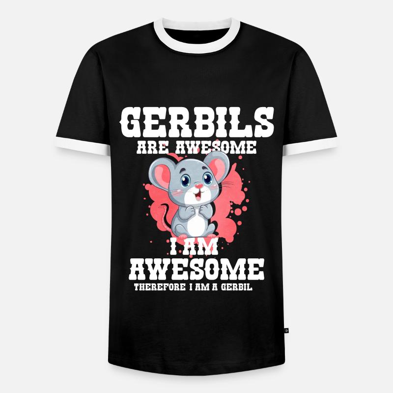 Gerbil Mouse Gift - Men's Ringer Shirt - black/white