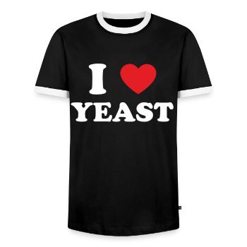 Ich liebe Hefe - Männer Kontrast-T-Shirt - Schwarz/Weiß - Vorne - AI Model Female 172 light (172cm) & AI Model Male 178 light (178cm)