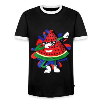 Watermelon - Men's Ringer Shirt - black/white - Front - AI Model Female 172 light (172cm) & AI Model Male 178 light (178cm)