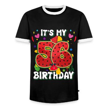 56. Geburtstag Wassermelone - Männer Kontrast-T-Shirt - Schwarz/Weiß - Vorne - AI Model Female 172 light (172cm) & AI Model Male 178 light (178cm)