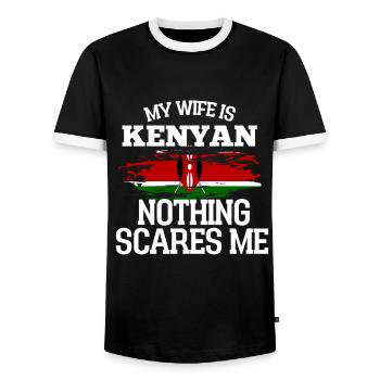 Kenya - T-shirt contrasté Homme - noir/blanc - Devant - AI Model Female 172 light (172cm) & AI Model Male 178 light (178cm)