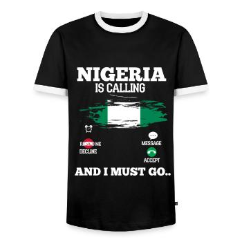 Nigéria - T-shirt contrasté Homme - noir/blanc - Devant - AI Model Female 172 light (172cm) & AI Model Male 178 light (178cm)