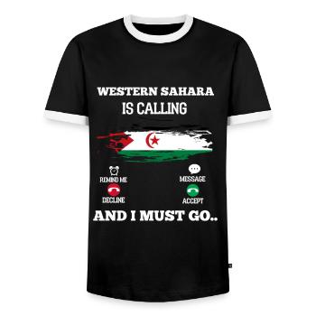 Sahara occidental - T-shirt contrasté Homme - noir/blanc - Devant - AI Model Female 172 light (172cm) & AI Model Male 178 light (178cm)
