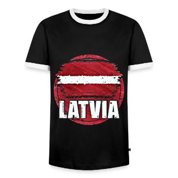 Lettonie - T-shirt contrasté Homme - noir/blanc - Devant - AI Model Female 172 light (172cm) & AI Model Male 178 light (178cm)
