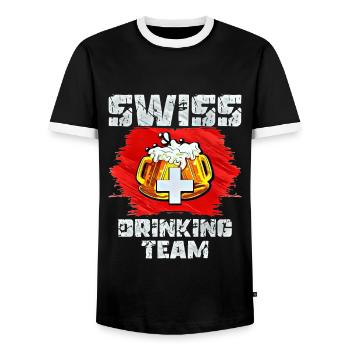 Équipe de buveur de Suisse - T-shirt contrasté Homme - noir/blanc - Devant - AI Model Female 172 light (172cm) & AI Model Male 178 light (178cm)