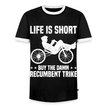 Velomobil | Recumbent Trike Triker Sport Geschenk - Männer Kontrast-T-Shirt - Schwarz/Weiß - Vorne - AI Model Female 172 light (172cm) & AI Model Male 178 light (178cm)