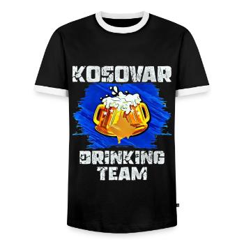 Équipe de beuverie du Kosovo - T-shirt contrasté Homme - noir/blanc - Devant - AI Model Female 172 light (172cm) & AI Model Male 178 light (178cm)