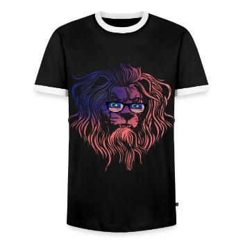 Malaysia - Men's Ringer Shirt - black/white - Front - AI Model Female 172 light (172cm) & AI Model Male 178 light (178cm)