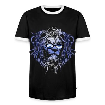 Israel - Men's Ringer Shirt - black/white - Front - AI Model Female 172 light (172cm) & AI Model Male 178 light (178cm)