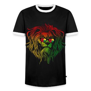 Guinea Bissau - Men's Ringer Shirt - black/white - Front - AI Model Female 172 light (172cm) & AI Model Male 178 light (178cm)