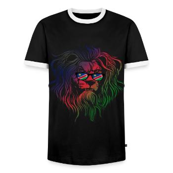 Namibia - Men's Ringer Shirt - black/white - Front - AI Model Female 172 light (172cm) & AI Model Male 178 light (178cm)