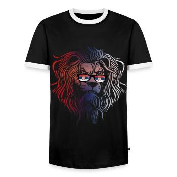 Serbia - Men's Ringer Shirt - black/white - Front - AI Model Female 172 light (172cm) & AI Model Male 178 light (178cm)