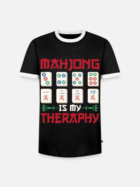 Geschenk für Mahjong Fans - Männer Kontrast-T-Shirt - Schwarz/Weiß