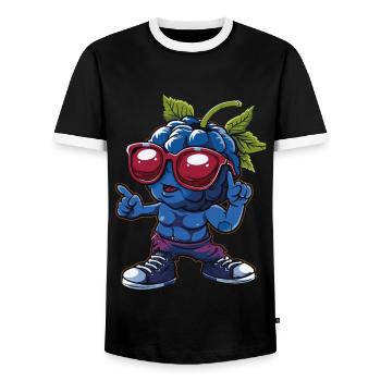 Blaubeeren - Männer Kontrast-T-Shirt - Schwarz/Weiß - Vorne - AI Model Female 172 light (172cm) & AI Model Male 178 light (178cm)