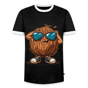 Kokosnuss Dabbing - Männer Kontrast-T-Shirt - Schwarz/Weiß - Vorne - AI Model Female 172 light (172cm) & AI Model Male 178 light (178cm)