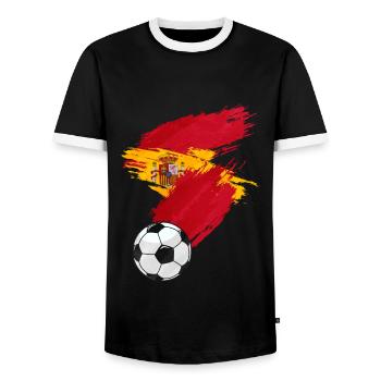 Spain Football Flag - Men's Ringer Shirt - black/white - Front - AI Model Female 172 light (172cm) & AI Model Male 178 light (178cm)