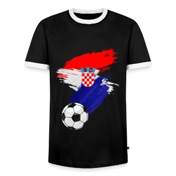 Croatia Football Flag - Men's Ringer Shirt - black/white - Front - AI Model Female 172 light (172cm) & AI Model Male 178 light (178cm)