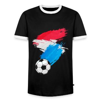 Luxembourg Football Flag - Men's Ringer Shirt - black/white - Front - AI Model Female 172 light (172cm) & AI Model Male 178 light (178cm)