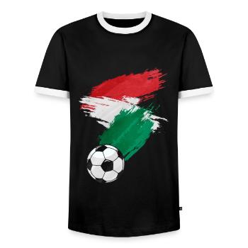 Hungary Football Flag - Men's Ringer Shirt - black/white - Front - AI Model Female 172 light (172cm) & AI Model Male 178 light (178cm)