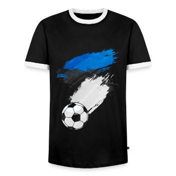 Estonia Football Flag - Men's Ringer Shirt - black/white - Front - AI Model Female 172 light (172cm) & AI Model Male 178 light (178cm)