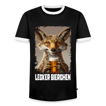 Chacal à la bière délicieuse - T-shirt contrasté Homme - noir/blanc - Devant - AI Model Female 172 light (172cm) & AI Model Male 178 light (178cm)