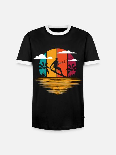 Kitesurfing - Männer Kontrast-T-Shirt - Schwarz/Weiß