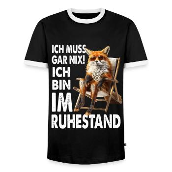 I don't have to do anything, I'm retired - Men's Ringer Shirt - black/white - Front - AI Model Female 172 light (172cm) & AI Model Male 178 light (178cm)