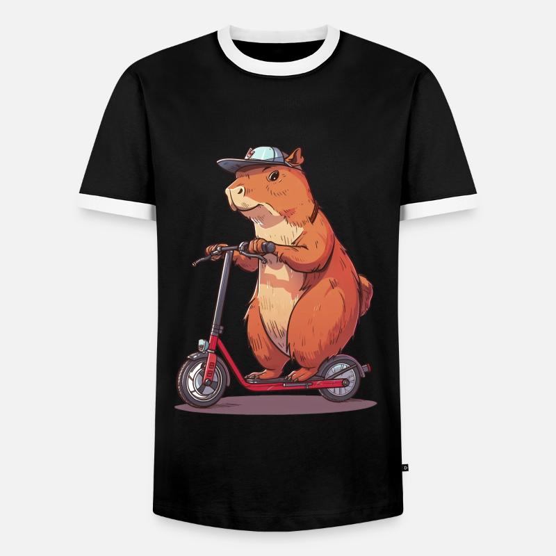 Capybara Roller - Männer Kontrast-T-Shirt - Schwarz/Weiß