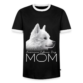 Maman Américaine Esquimau Chien - T-shirt contrasté Homme - noir/blanc - Devant - AI Model Female 172 light (172cm) & AI Model Male 178 light (178cm)