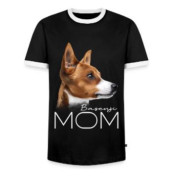 Basenji Mom - Men's Ringer Shirt - black/white - Front - AI Model Female 172 light (172cm) & AI Model Male 178 light (178cm)