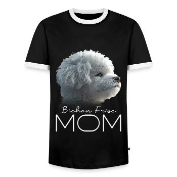 Bichon Frise Mom - Men's Ringer Shirt - black/white - Front - AI Model Female 172 light (172cm) & AI Model Male 178 light (178cm)