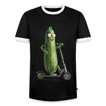 Zucchini Scooter - Men's Ringer Shirt - black/white - Front - AI Model Female 172 light (172cm) & AI Model Male 178 light (178cm)