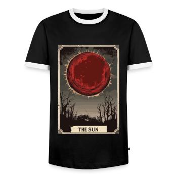 The Sun Tarot - Men's Ringer Shirt - black/white - Front - AI Model Female 172 light (172cm) & AI Model Male 178 light (178cm)