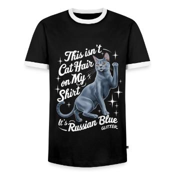 Katze Russisch Blau Geschenk - Männer Kontrast-T-Shirt - Schwarz/Weiß - Vorne - AI Model Female 172 light (172cm) & AI Model Male 178 light (178cm)