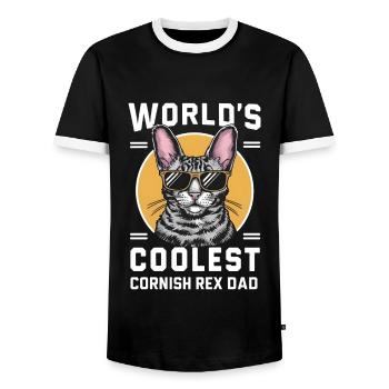 Katze Cornish Rex Geschenk - Männer Kontrast-T-Shirt - Schwarz/Weiß - Vorne - AI Model Female 172 light (172cm) & AI Model Male 178 light (178cm)