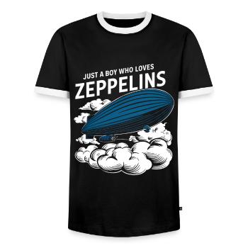 Luftschiff Zeppelin Geschenk - Männer Kontrast-T-Shirt - Schwarz/Weiß - Vorne - AI Model Female 172 light (172cm) & AI Model Male 178 light (178cm)