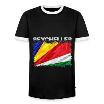 Seychellen - Männer Kontrast-T-Shirt - Schwarz/Weiß - Vorne - AI Model Female 172 light (172cm) & AI Model Male 178 light (178cm)