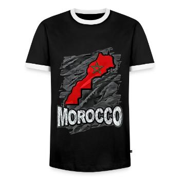 Morocco - Men's Ringer Shirt - black/white - Front - AI Model Female 172 light (172cm) & AI Model Male 178 light (178cm)