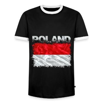 Polen - Männer Kontrast-T-Shirt - Schwarz/Weiß - Vorne - AI Model Female 172 light (172cm) & AI Model Male 178 light (178cm)