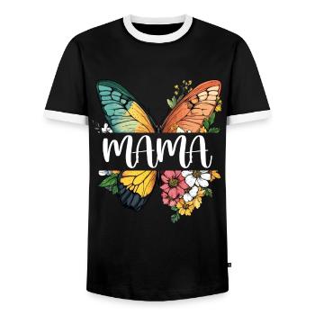 Mom Butterfly Flowers Best Mom Mother's Day - Men's Ringer Shirt - black/white - Front - AI Model Female 172 light (172cm) & AI Model Male 178 light (178cm)