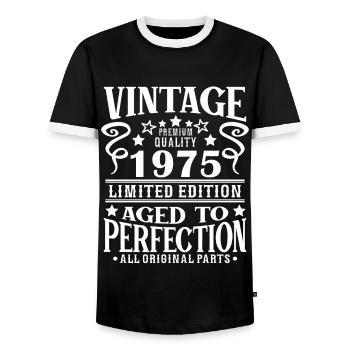 Retro Vintage 1975 Birthday 50 Years Born in 1975 - Männer Kontrast-T-Shirt - Schwarz/Weiß - Vorne - AI Model Female 172 light (172cm) & AI Model Male 178 light (178cm)