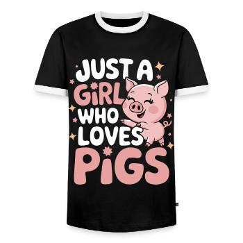 Animal cochon - T-shirt contrasté Homme - noir/blanc - Devant - AI Model Female 172 light (172cm) & AI Model Male 178 light (178cm)