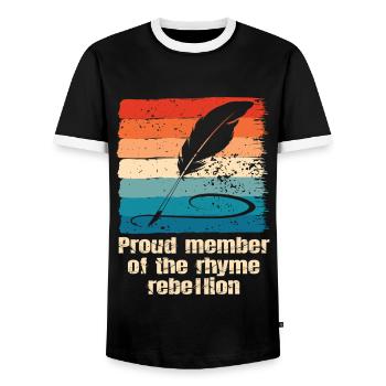 Poetry Slam Reim Rebellion Slam Poesie - Männer Kontrast-T-Shirt - Schwarz/Weiß - Vorne - AI Model Female 172 light (172cm) & AI Model Male 178 light (178cm)