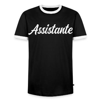 Assistante  - T-shirt contrasté Homme - noir/blanc - Devant - AI Model Female 172 light (172cm) & AI Model Male 178 light (178cm)