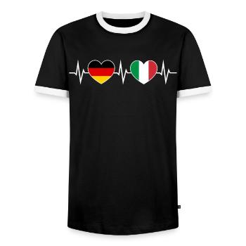 German-Italian Germany Italy Hearts ECG - Men's Ringer Shirt - black/white - Front - AI Model Female 172 light (172cm) & AI Model Male 178 light (178cm)